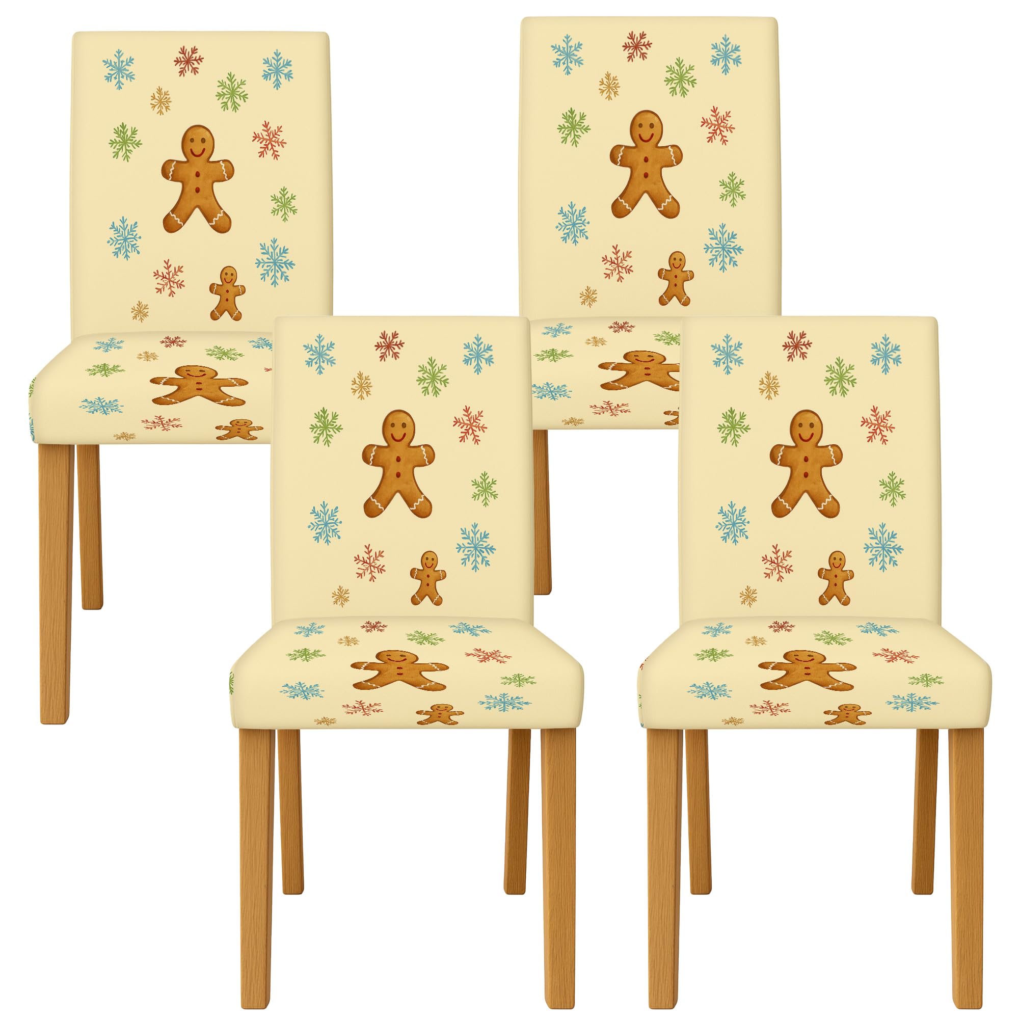 Housses de chaise de salle à manger amovibles contre les taches, motif pain d'épices