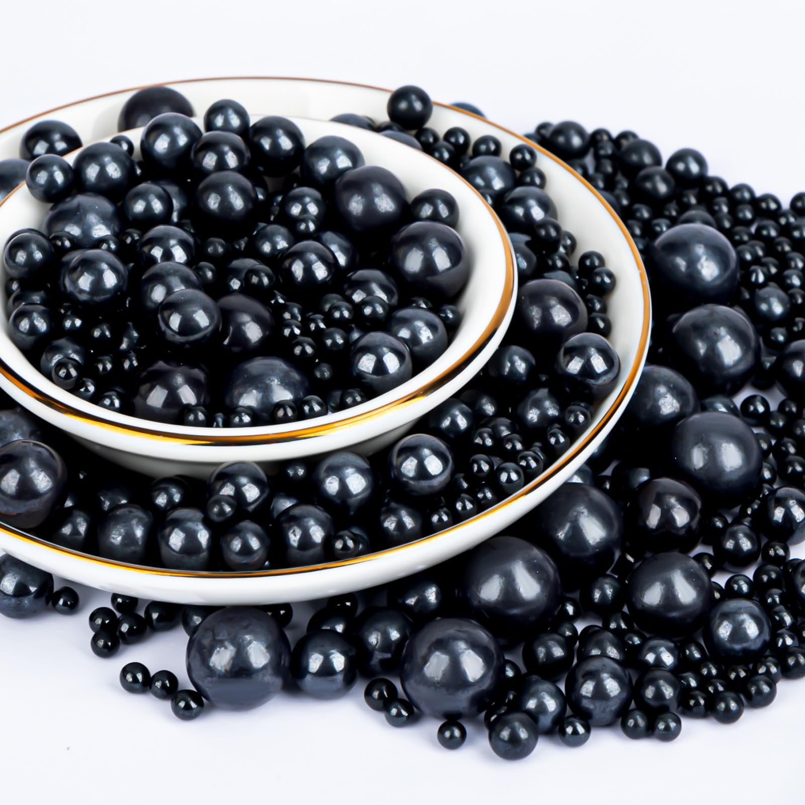 Twisweet Schwarz Streusel 130g, Essbare Perlenstreusel zur Kuchenverzierung, Zuckerperlen in Mischgrößen zum Backen, Cupcake-Topper für Kekse Eis & Torten Deko für Valentinstag Geburtstage Weihnachte