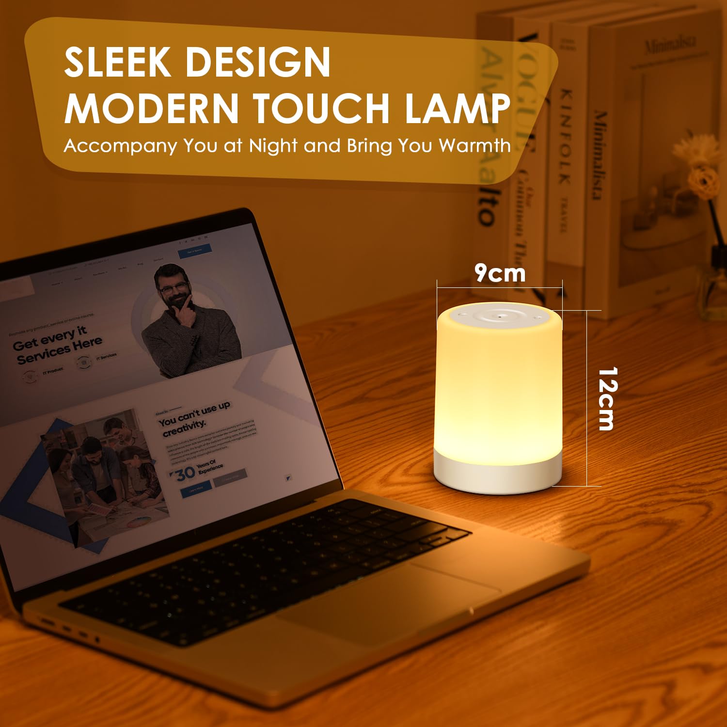 Auxmir Nachttischlampe Touch Dimmbar 3000mAh, Nachtlicht mit Timer, Weiß – Ansicht 10