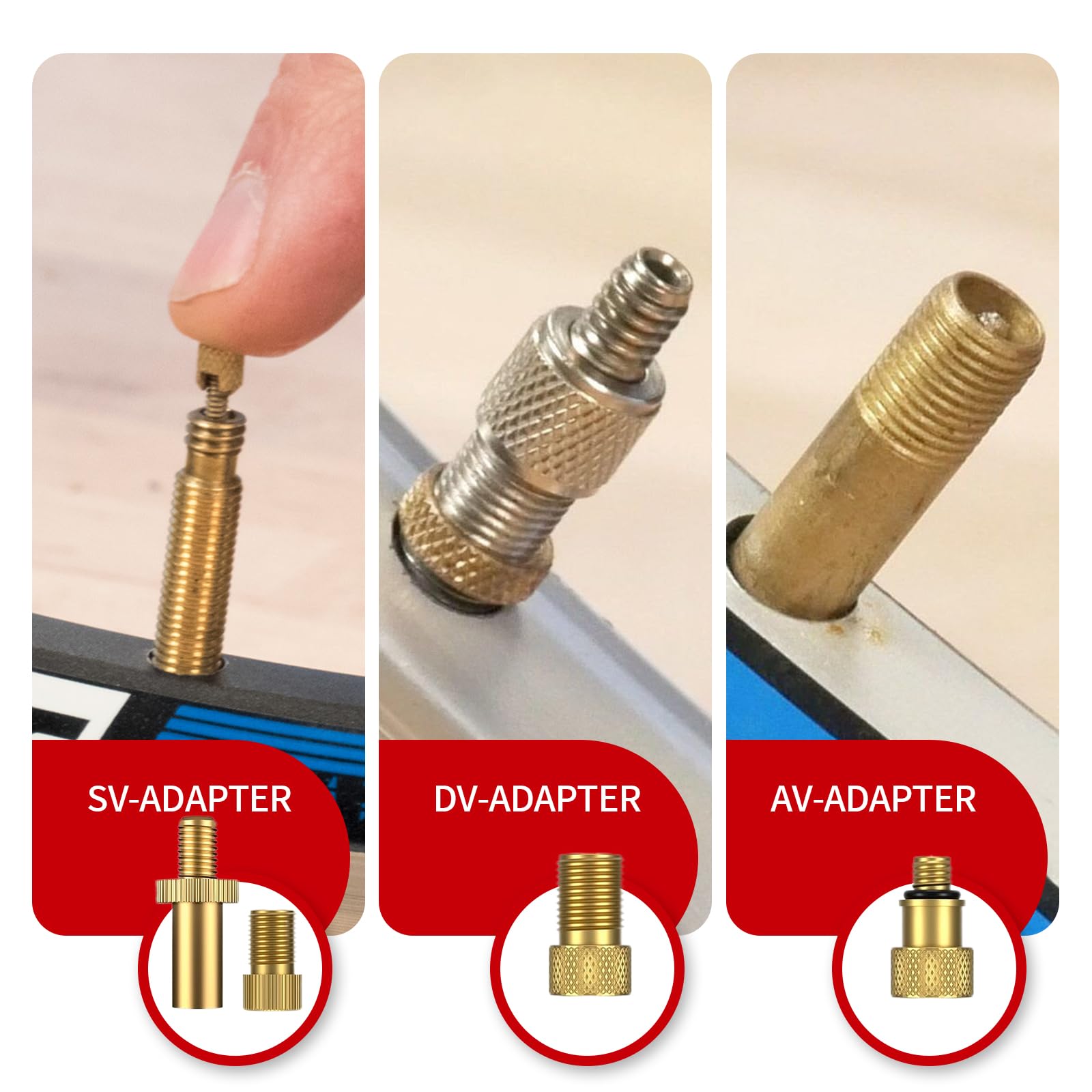 Fahrradventiladapter DV & SV (Dunlop Französisches Ventil) auf AV Mit Ring günstig kaufen - Preis, kostenloser Versand, echte Bewertungen mit Fotos