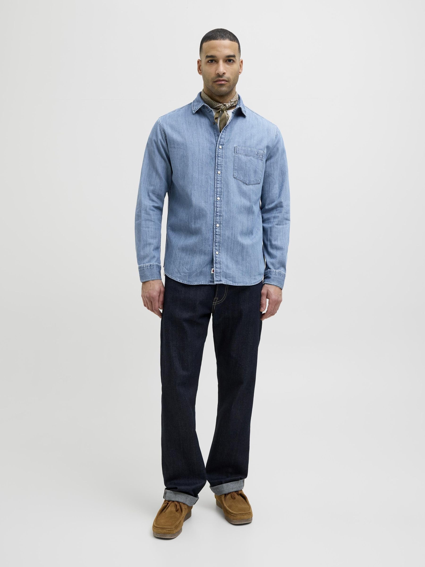 R.D.D. ROYAL DENIM DIVISION Męska koszulka dżinsowa Rddlesner L/S Noos Rddlesner Denim Shirt L/S Noos (1 opakowanie)