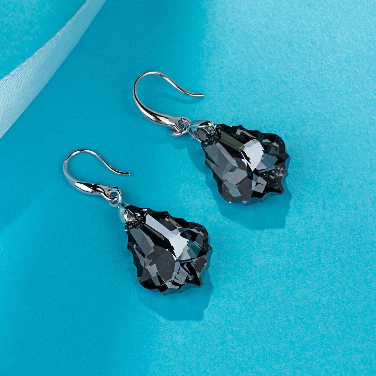 Austrian Crystal Baroque Teardrop Dangle Hook Earrings for Women 14K Gold Plated Drop Earring Hypoallergenic Jewelry - Image 6