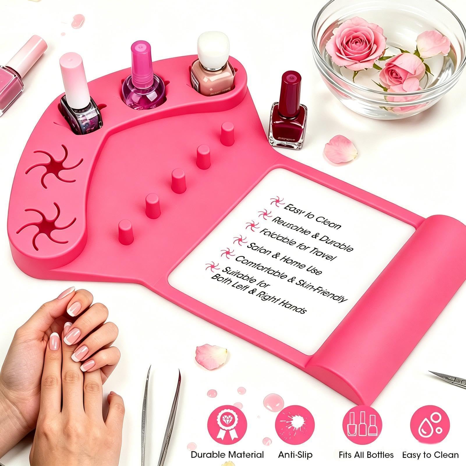 Tappetino in silicone da unghie delle mani Postazione per la manicure delle | Supporto da manicure in silicone per Donne, Trucco, Pratica, Pittura, Salone, Festa, Laboratorio