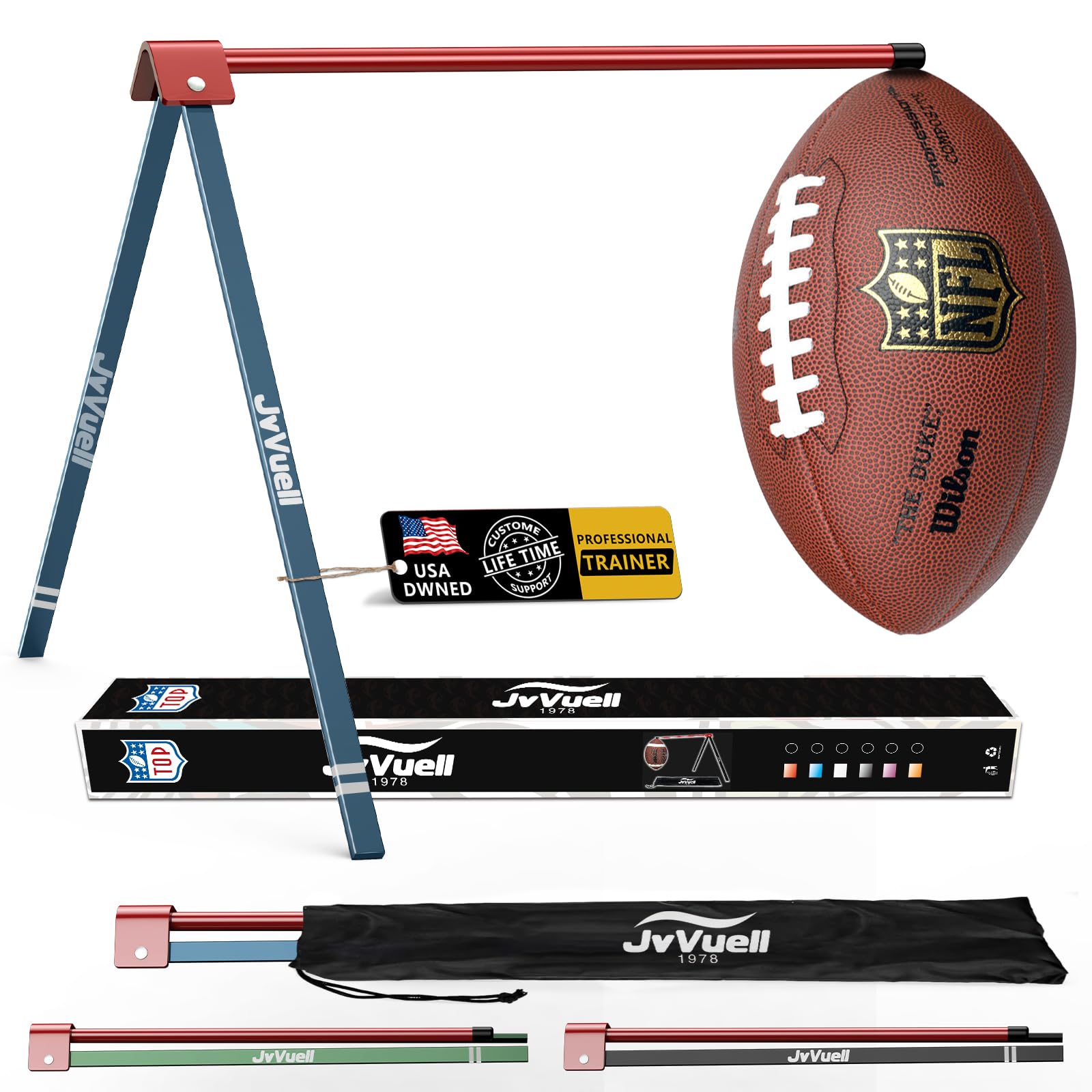 JvVuell Football Kicking Holder Tee, Metals - Field Goal Kickoff Training Practice Stand Equipment Compatible with All Football Size, Kick Goal Posts Gear Accessories for Adult & Youth