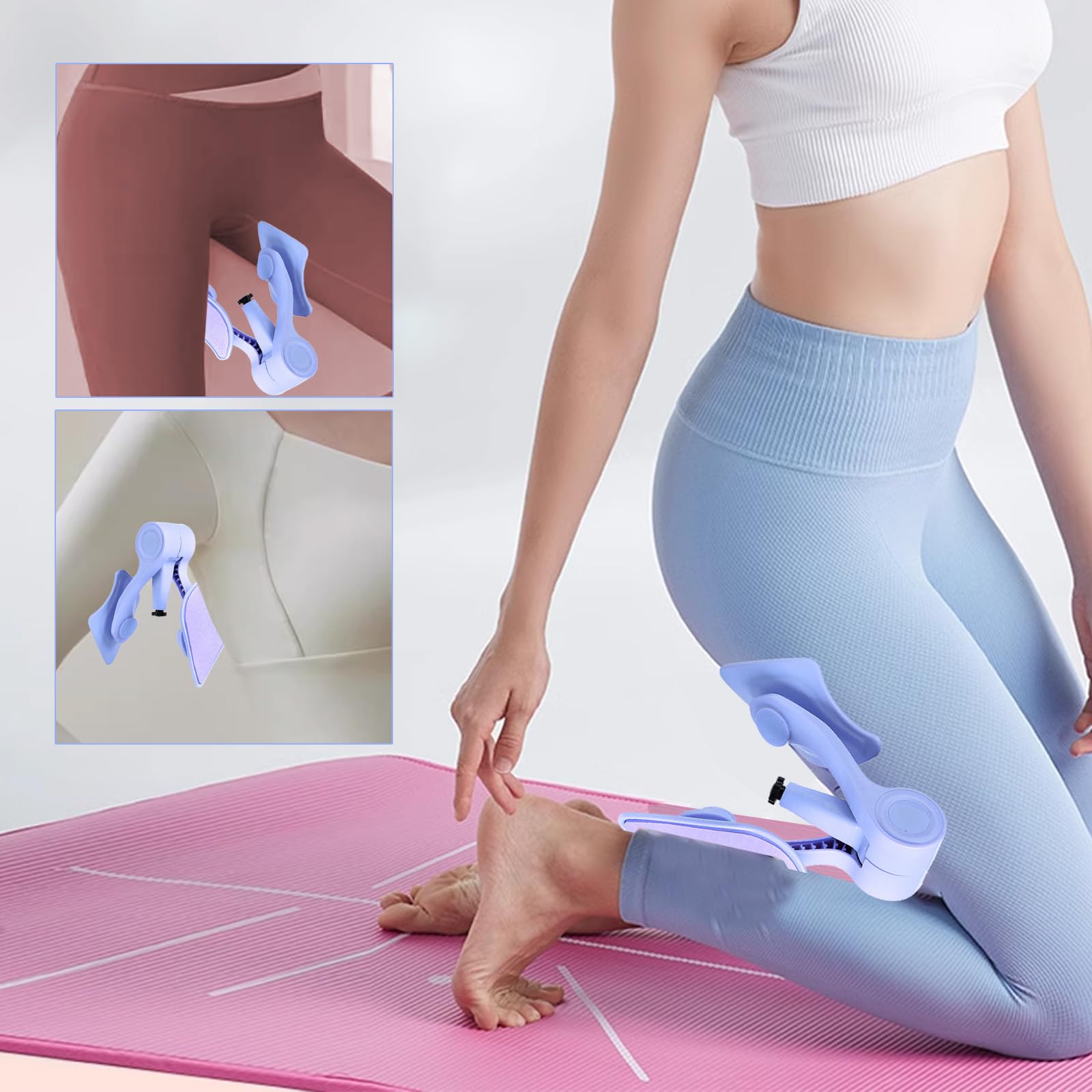 Thigh Exerciser Kegel Hip Trainer with Adjustable Baffle, Portable Inner Thigh Exercise Pelvic Floor Training Equipment with Yoga Elastic Band, for Home Gym Weight Loss Valentine's Day (Blue)