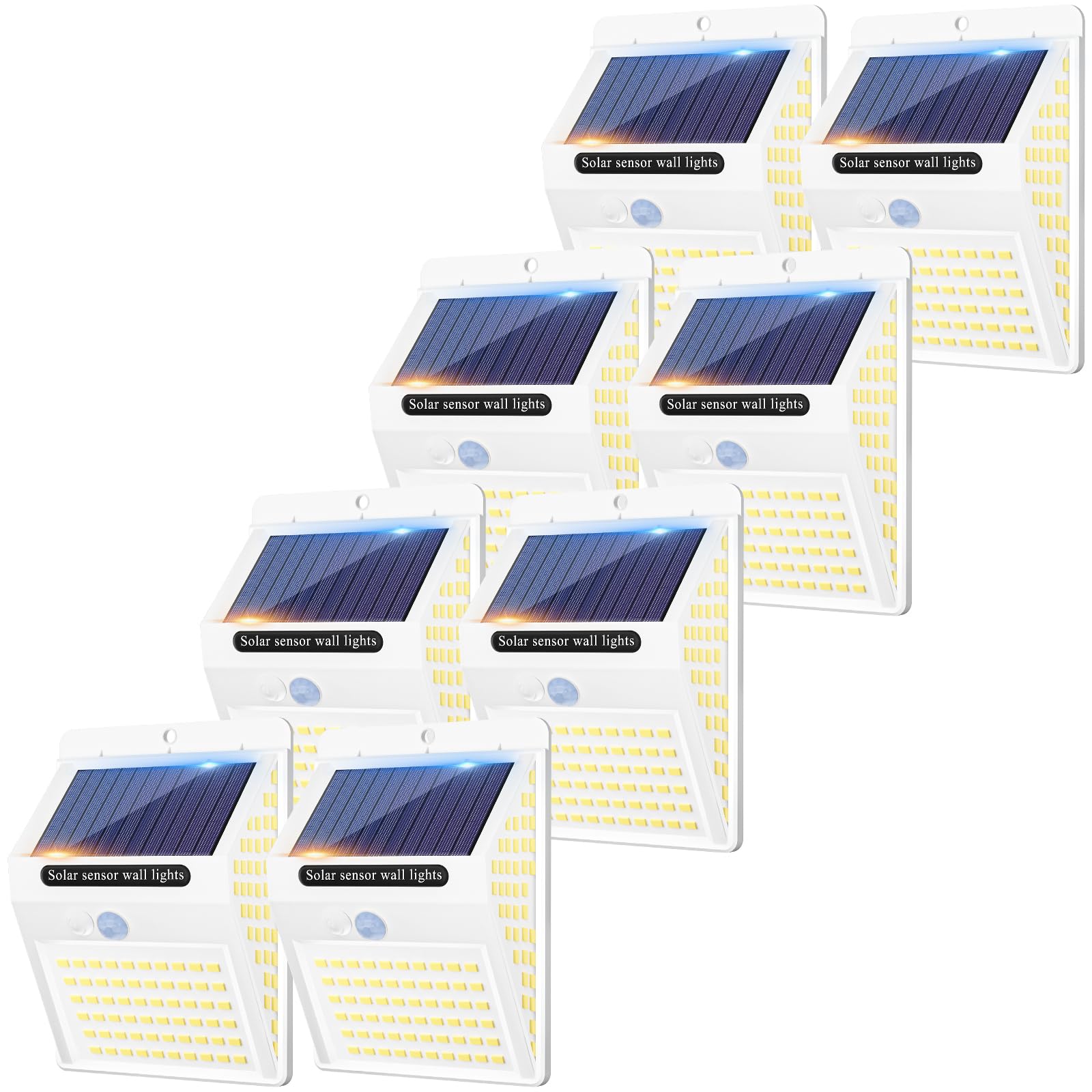 litogo [8 Pack White Frame 140LED Solar Security Lights Outdoor