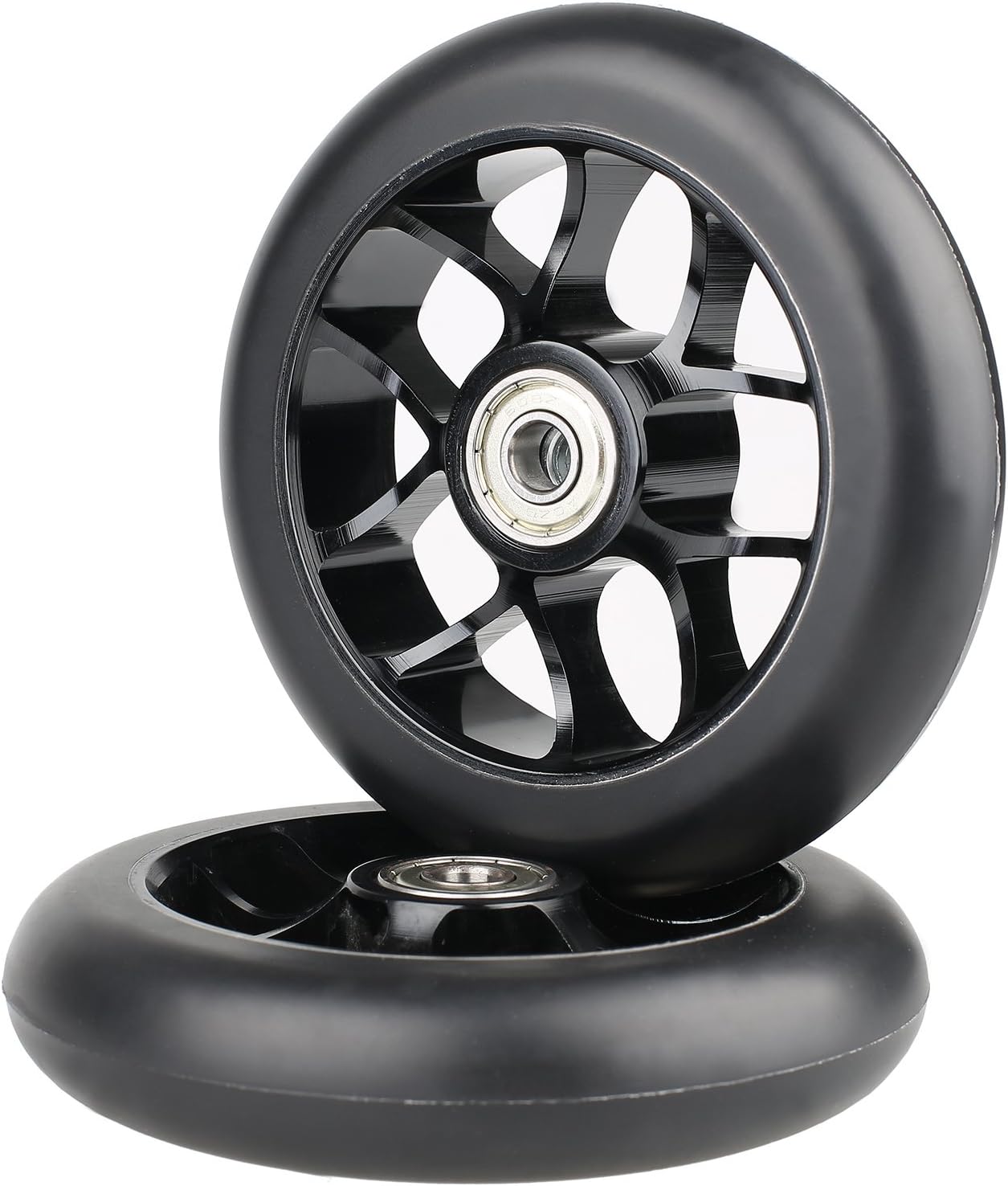 VOKUL 2pcs 100mm Wheels Pro Scooter Replacement Wheels Stunt Scooter Wheels with ABEC-9 Bearing, Complete 2pcs(Black)