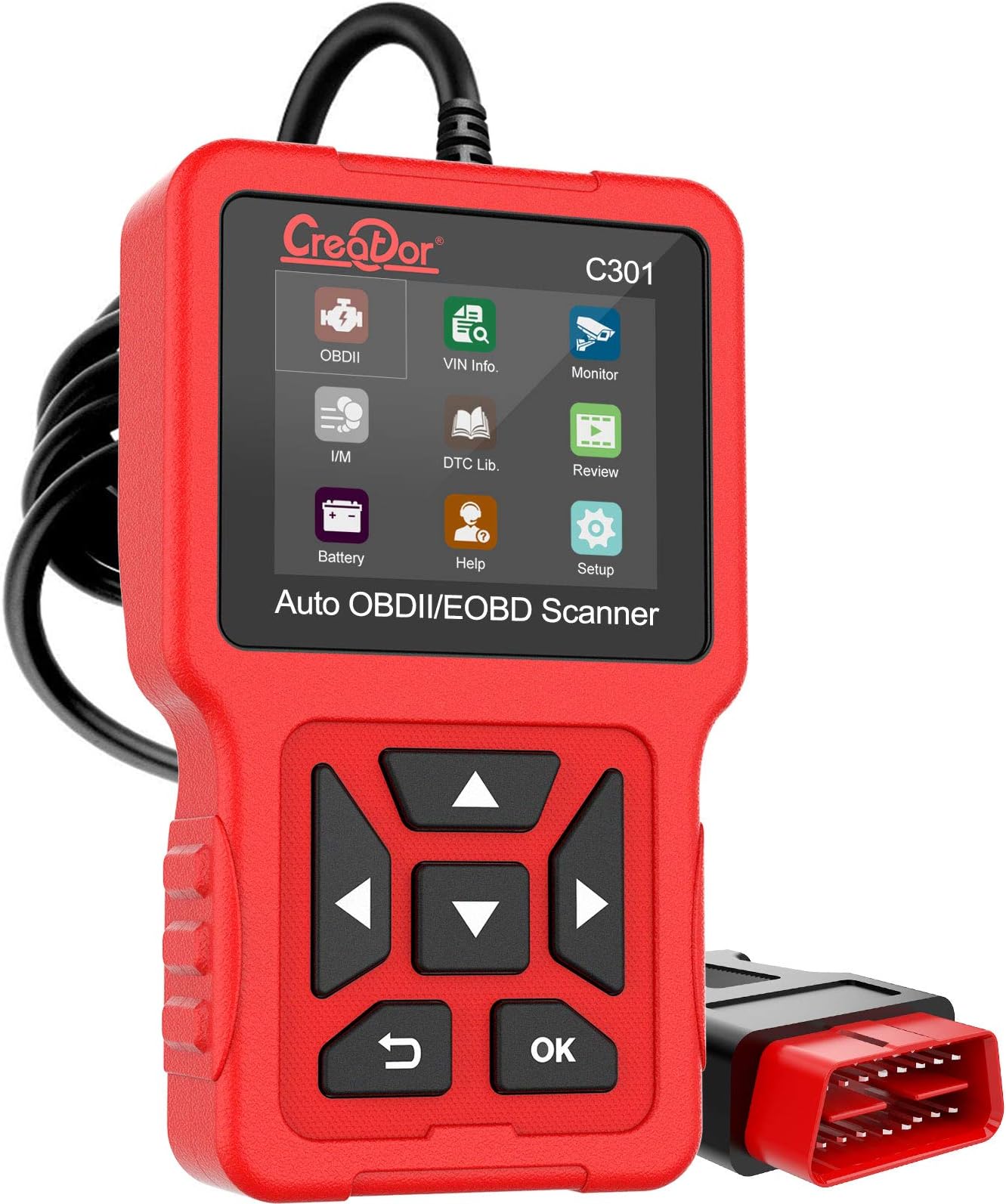 Creator C301 OBD2 Scanner OBDII Code Reader Diagnostic Scan Tool with Battery Test for All OBD-II Protocol Cars Since 1996 Check Engine Light