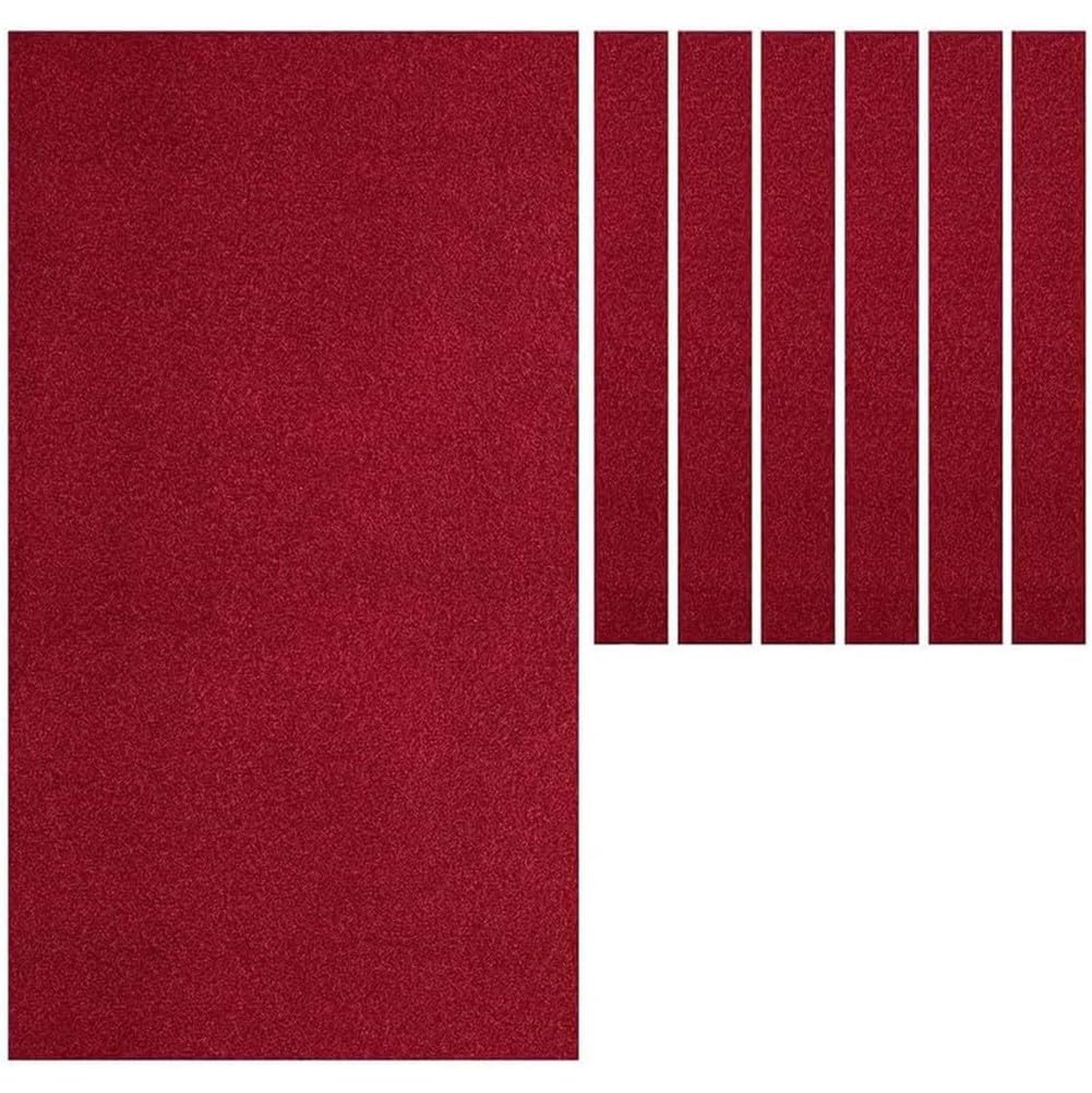 Paño de Billar estándar para Mesa de Billar, cojín de Fieltro de Mesa de Alto Rendimiento de 7/8/9 pies con Envoltura Lateral de 6 Piezas, Rojo,2.4M/7ft
