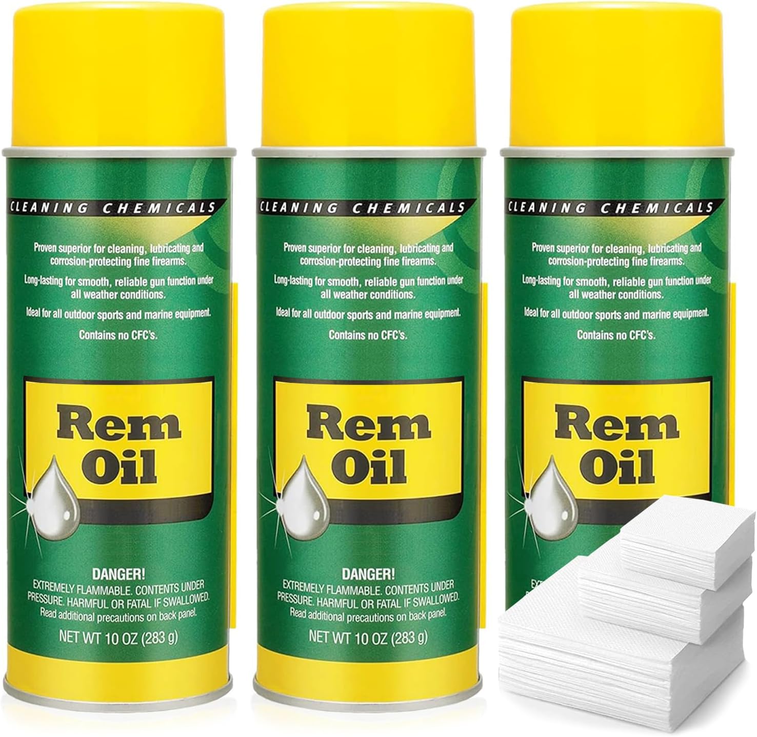 3 Pack Oil Spray 10 Oz. Gun Oil and Cleaner - 3x10 Oz. Oil Spray Gun Oil Aerosol and Gun Cleaning Patches - Oil Clp Gun Cleaner and Lubricant Aerosol 3x10 Oz. + 2x2 Gun Cleaner Patches 50 pcs