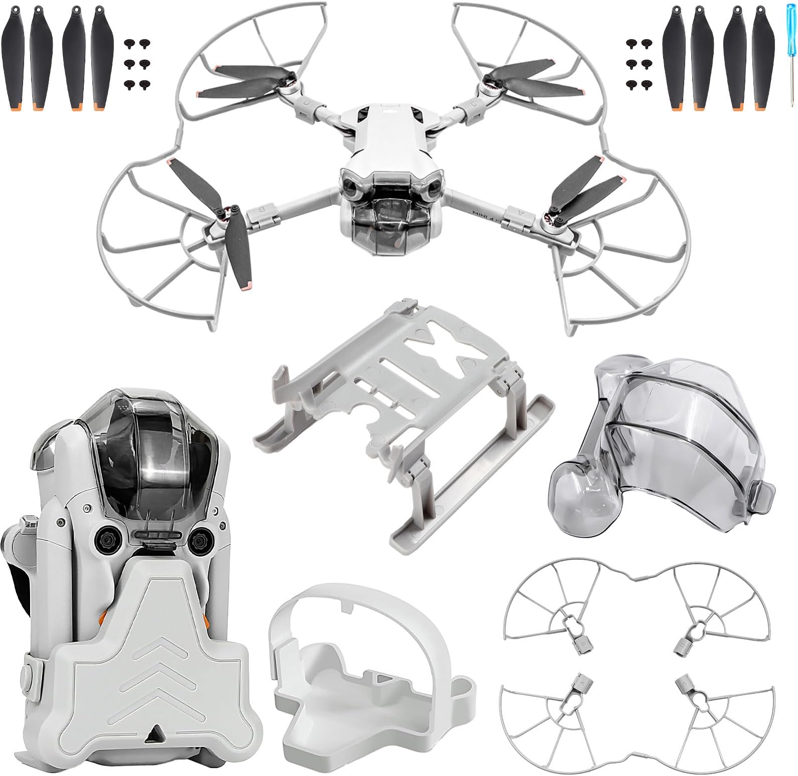 Mini 4 Pro Accessory Kit Propeller Protection Landing Feet Extended Landing Gear Propeller Protector Strap Gimbal Protector Lens Cover for DJI Mini 4 Pro Fly More Combo Drones