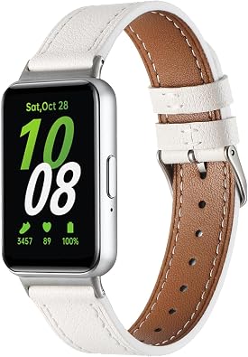 For Galaxy Fit 3 Leather Replacement Bands, Leather Sport Fitness Strap Compatible with Samsung Galaxy FIT 3 SM-R390 Smartwatch,Adjustable wristband for Galaxy FIT 3 bands Women Men