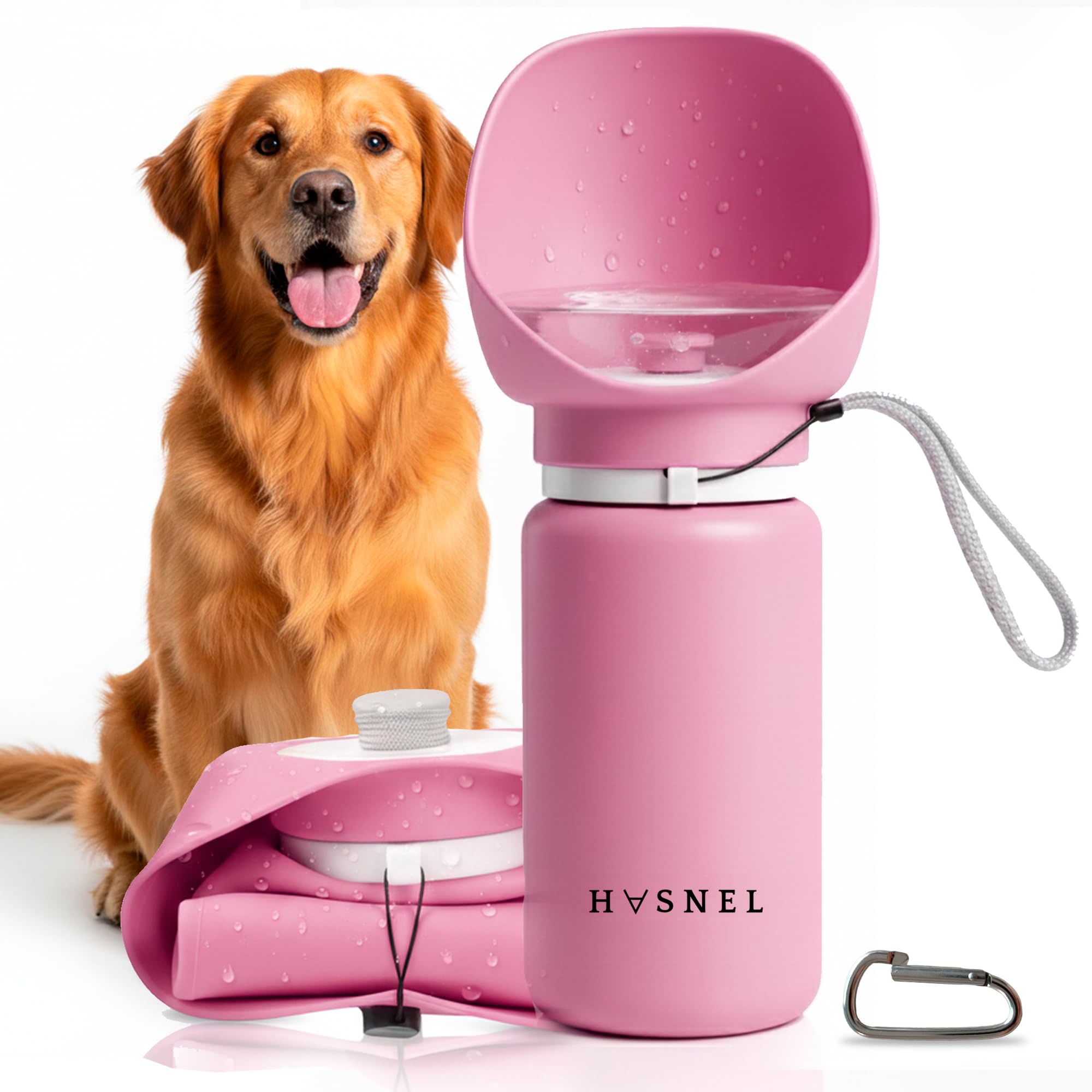 Botella de Agua para Perros Plegable 550ml, Bebedero Portátil Perro, Botella de Agua para Perro Paseo, Ideal Viajes, Antigoteo y Resistente Caídas