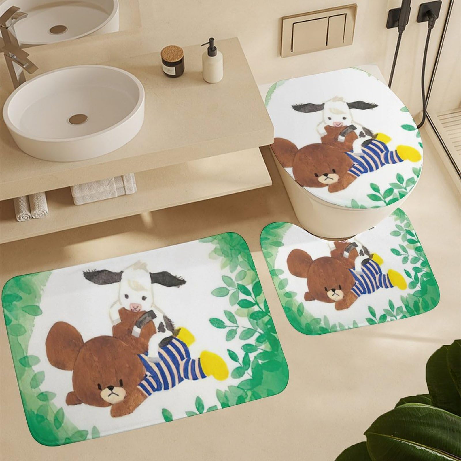 Amazon｜くまのがっこう トイレまっと トイレマット トイレセット 