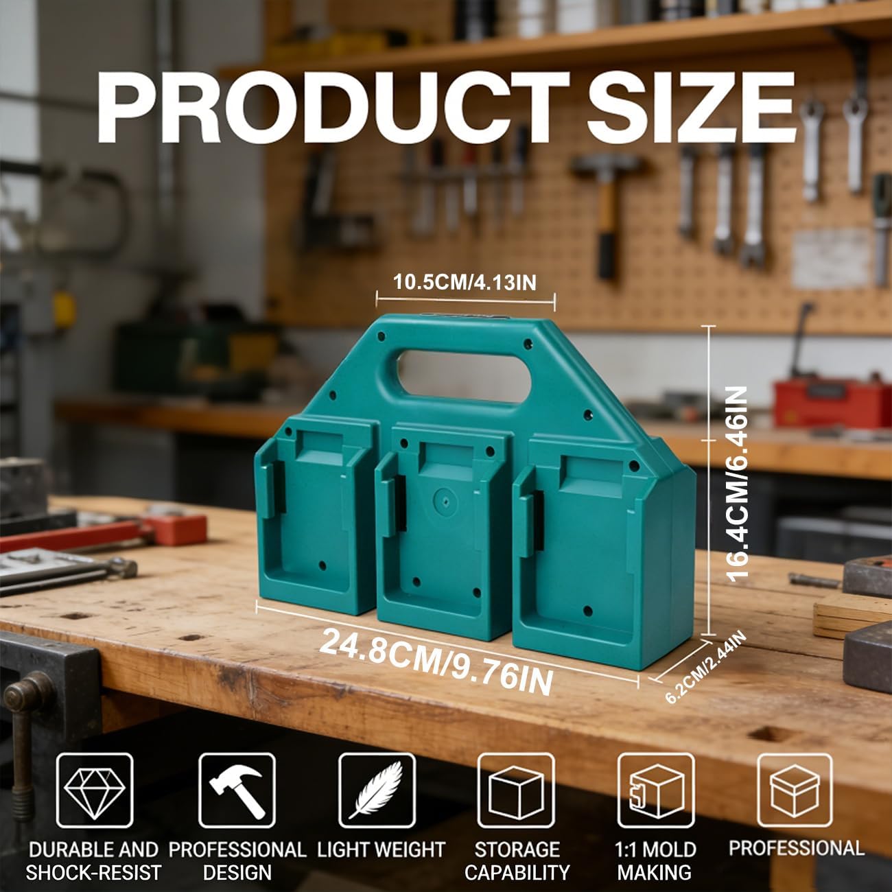 6-Slot for Ma-ki-ta Battery Holder 18V&14.4V | Portable and Rugged Battery Case - Compact Organizer for Easy Storage and Transport, Ideal for Tool Bags & Job Sites, Quick Access (6-Slot)