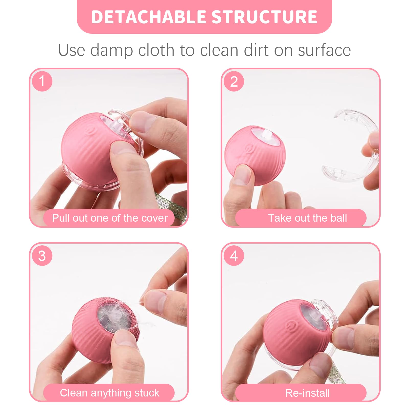 Juguete masticable automático interactivo para gatos activos, color rosa