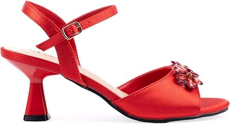 Lady Couture Liz Sandal, Women's Slingback Heel Sandal with Floral Ornament – Open-Toe Dress Shoes with Sculpted 2-Inch Heels