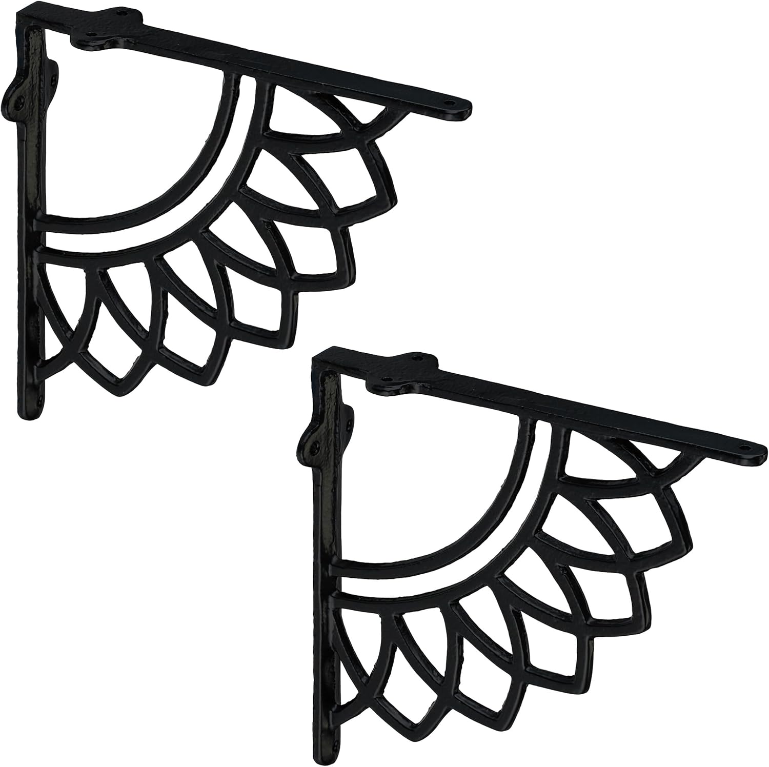 Relaxdays Set of 2 Cast Iron Mandala Antique Design Shelf Brackets Shelf Brackets Shelf Brackets Black
