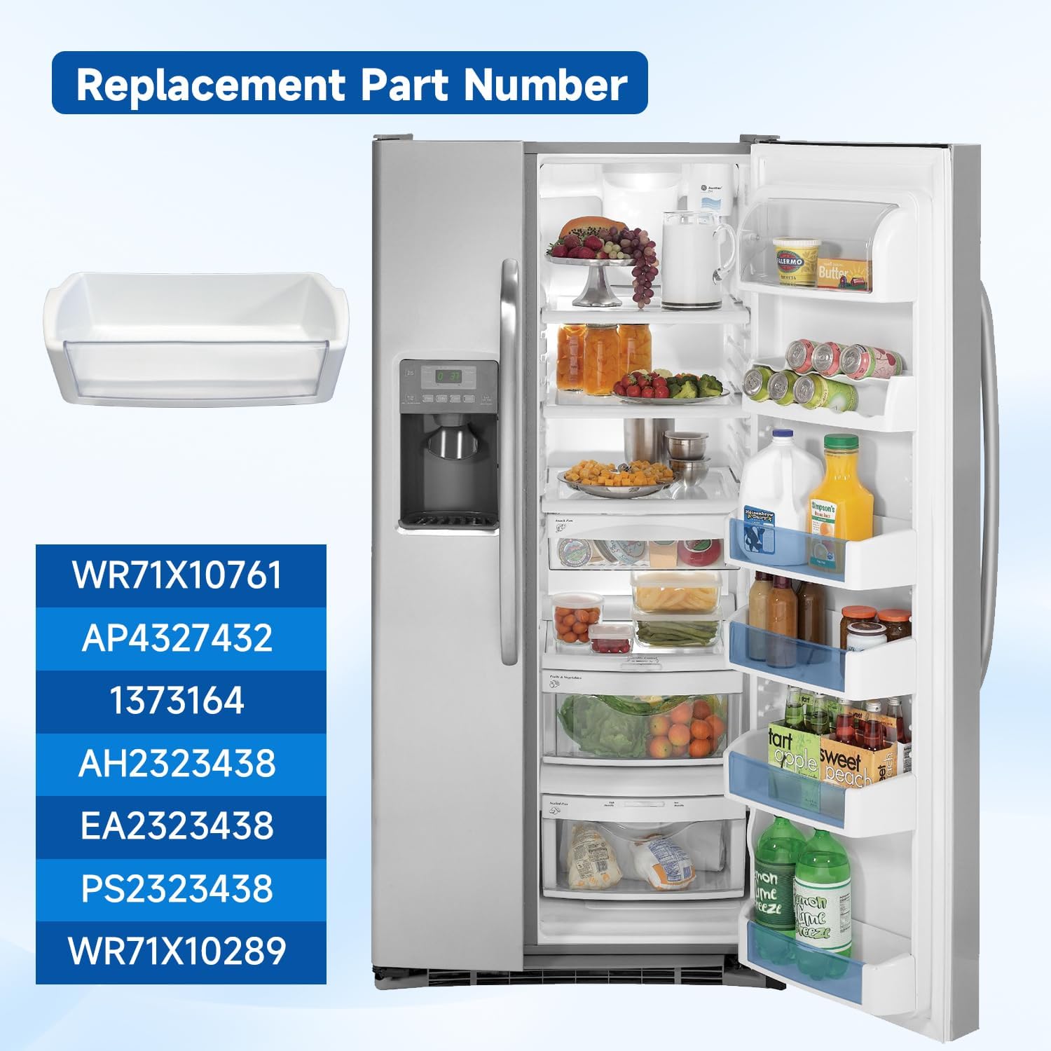 2 Pack High-Strength Clear Fridge Shelf Trim Shelf Storage Bin Insert Module Replacement Part Compatible with GE Refrigerator Parts Replace#:WR71X10761 WR71X10289 AP4327432