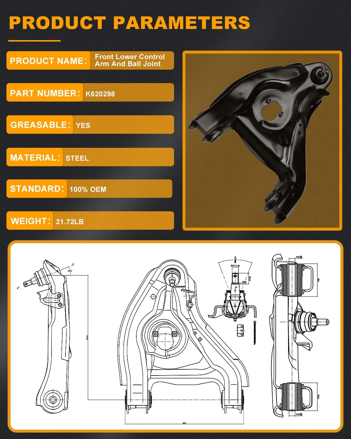 15pc Set Front Suspension Kit Lower Upper Control Arm Inner Outer Tie Rod End Adjusting Sleeve Sway Bar Link Idler Arm Pitman Arm Replacement for Chevy C1500 C2500 Tahoe for GMC C1500 Yukon
