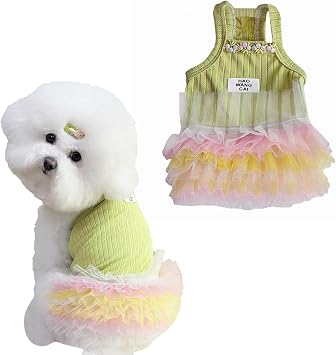 Summer Dog Dresses for Small Dogs Sleeveless Tank Top Dress, Three Colors and Multiple Sizes for Outdoor Walks & Photo Shoots