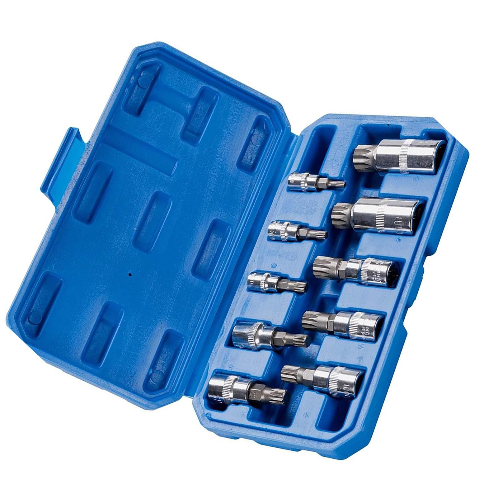 Newft Triple Square Spline Bit Socket Set, 10Pieces Set 1 / 2Inch 1 / 4Inch 3 / 8Inch Drive With Carrying Case Triple Square Spline Bit Socket