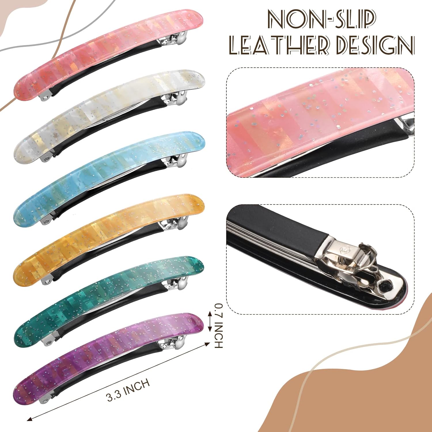 12 Pieces Hair Barrettes for Women Tortoise Shell Acetate French Skinny Clip Automatic Ponytail Barrettes for Women Fine Thin Hair Accessories(Retro Color) - Image 2
