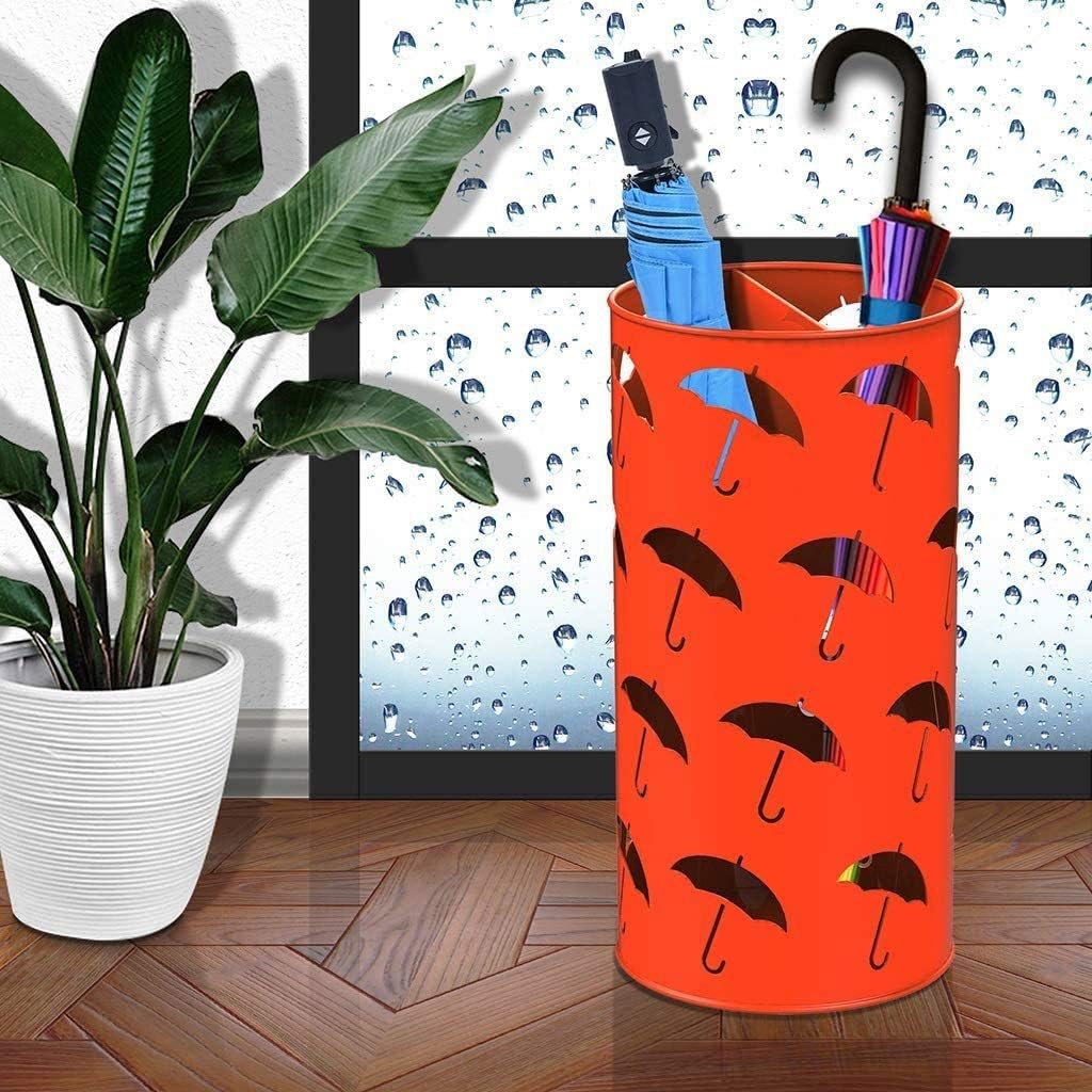 Umbrella Stand， Floor Hotel Lobby Multifunctional Storage Rack Commercial Umbrella Bucket Large Capacity Umbrella Rack(Orange)