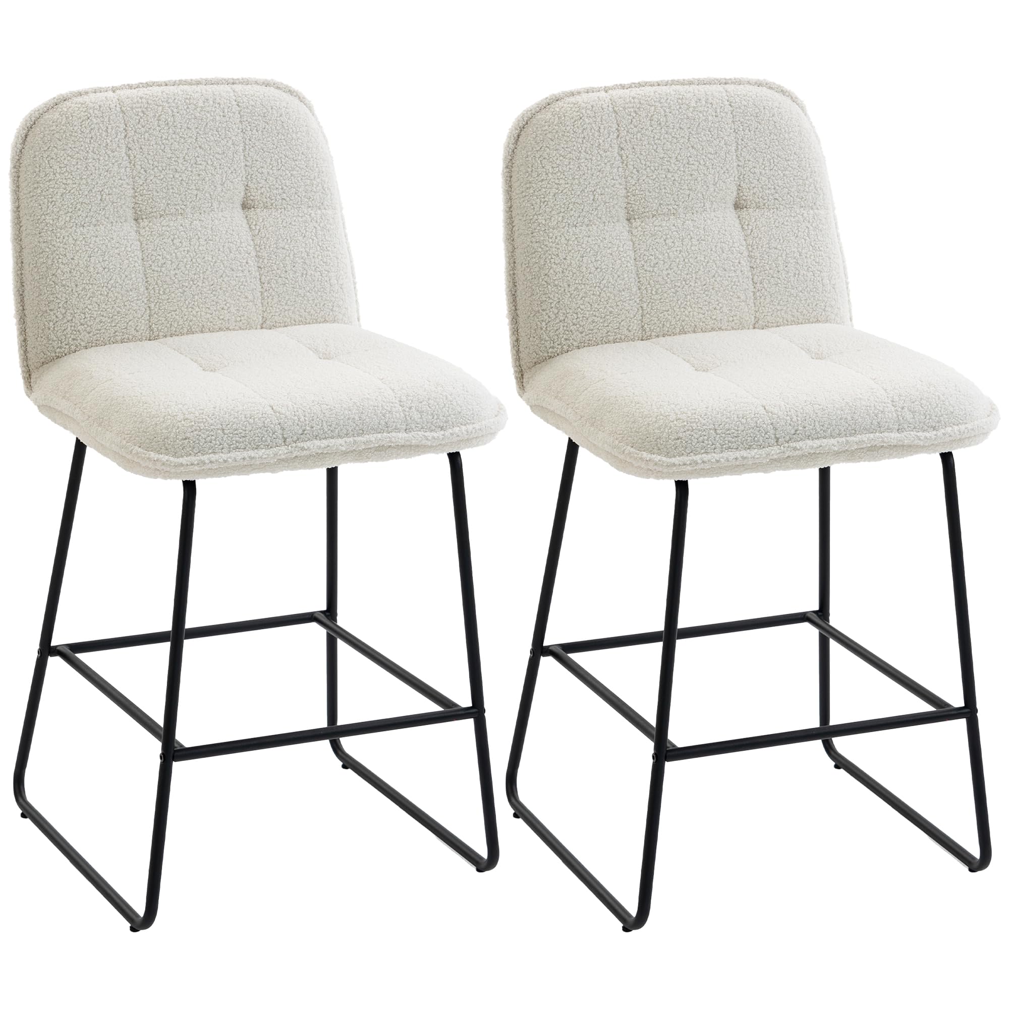 HOMCOM Lot de 2 Tabourets de Bar Extra-Large Assise 66H cm Crème