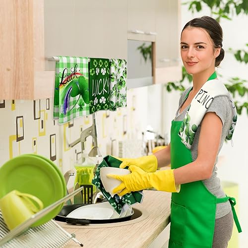 Miniatura 2 de 4 toallas de cocina para el día de San Patricio paños de cocina absorbentes de secado rápido decorativos del día de San Patricio paños de cocina