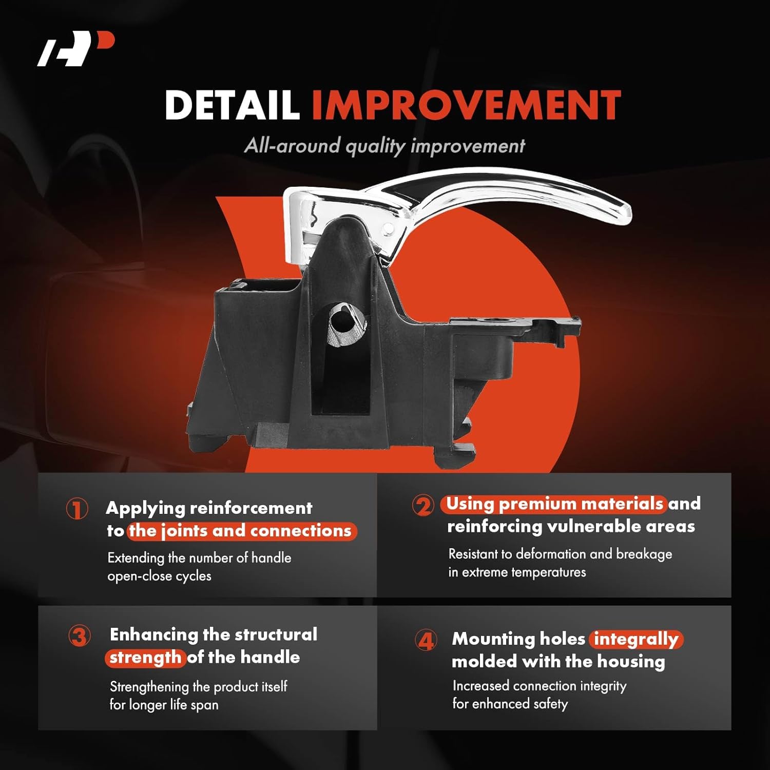 A-Premium Inside Interior Door Handles Compatible with Nissan Pathfinder 2005 2006 2007 2008 2009, Black Housing with Chrome Lever, 4-PC Set, Front & Rear Side