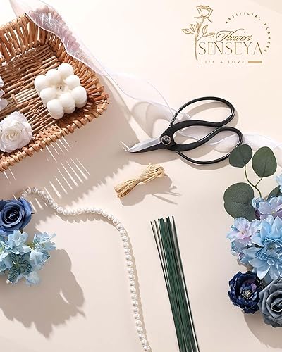 Miniatura 7 de Senseya Caja combinada de flores artificiales para decoración, mezcla de seda de flores falsas con tallos de bricolaje, ramos de boda, flores