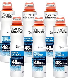 L'Oréal Paris Men Expert 48H Fresh Extreme Anti-Perspirant Deodorant for Men, 250ml Pack of 6, Bulk Buy
