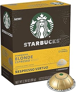 Starbucks Coffee Nespresso Capsules, Blonde Espresso Roast, Starbucks by Nespresso Capsules for Nespresso Vertuo Machine, 10 Capsules Per Box (Pack of 1)
