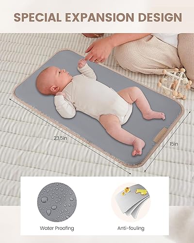 Miniatura 5 de LOVEVOOK Bolsa de pañales, bolsa de pañales grande de 15.6 pulgadas, bolsa de pañales de viaje impermeable con cambiador