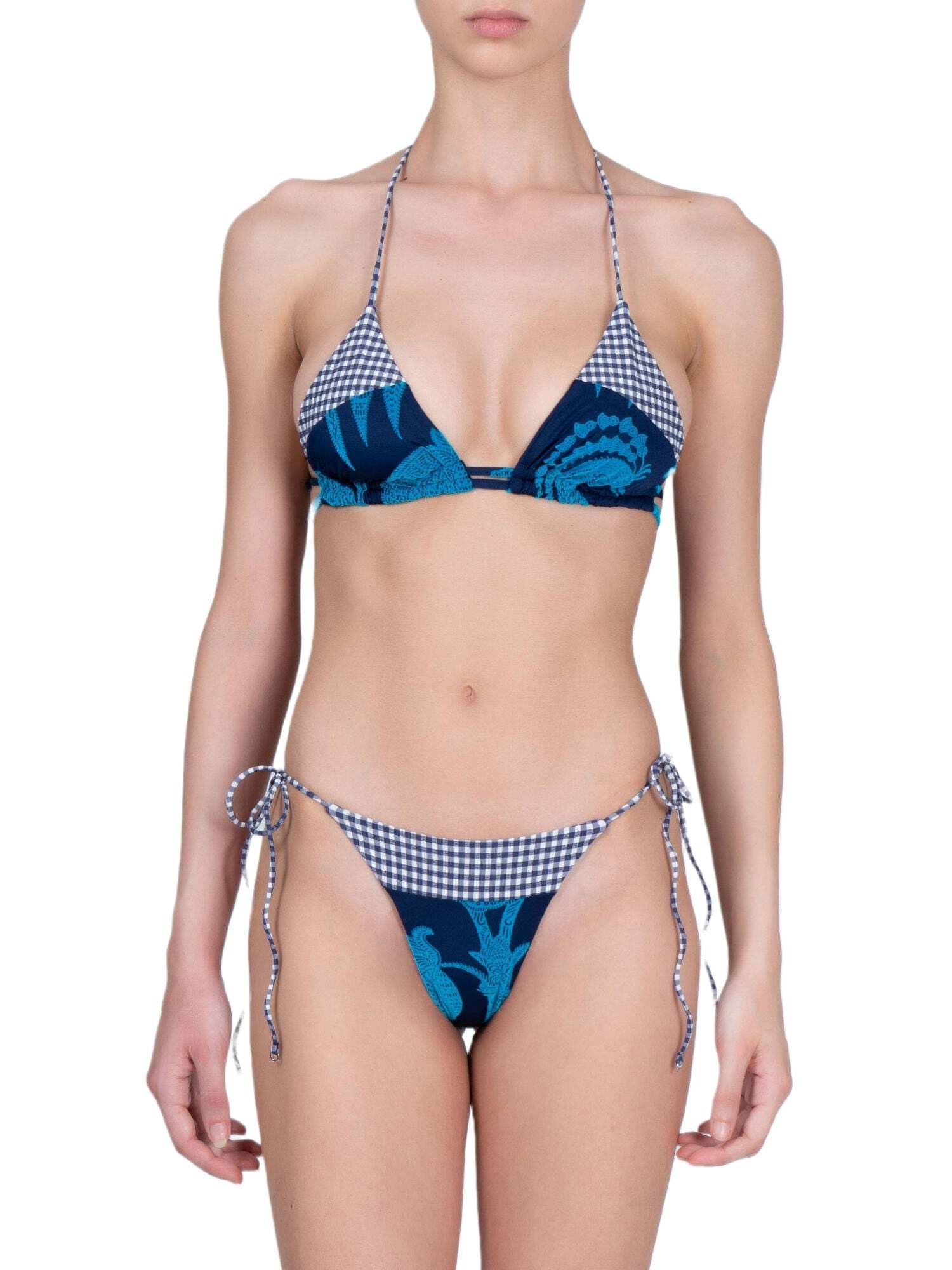 ME FUI Bikini Triangolo e Slip Brasiliano Regolabile South Central Blu/Azzurro