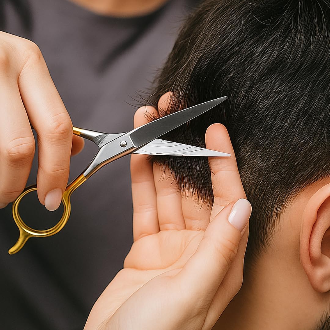 7 ｽ" Gold-dipped Full Size Barber Scissors