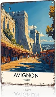 Funny Metal Signs Poster Avignon, France Vintage Metal Tin Sign Vintage Wall Art for Office Dorm bedroom Bar Garage Decor 8X12inch