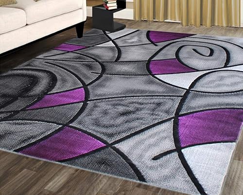 Masada Rugs, Alfombra moderna y contemporánea, morado, gris, negro (3 pies 10 pulgadas x 5 pies)