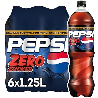pepsi Zero Sugar The Sugar-Free Soft Drink from Pepsi without Calories Caffeinated Cola in the Bottle Disposable (6 x 1.25 L) (Packaging Design May Vary)