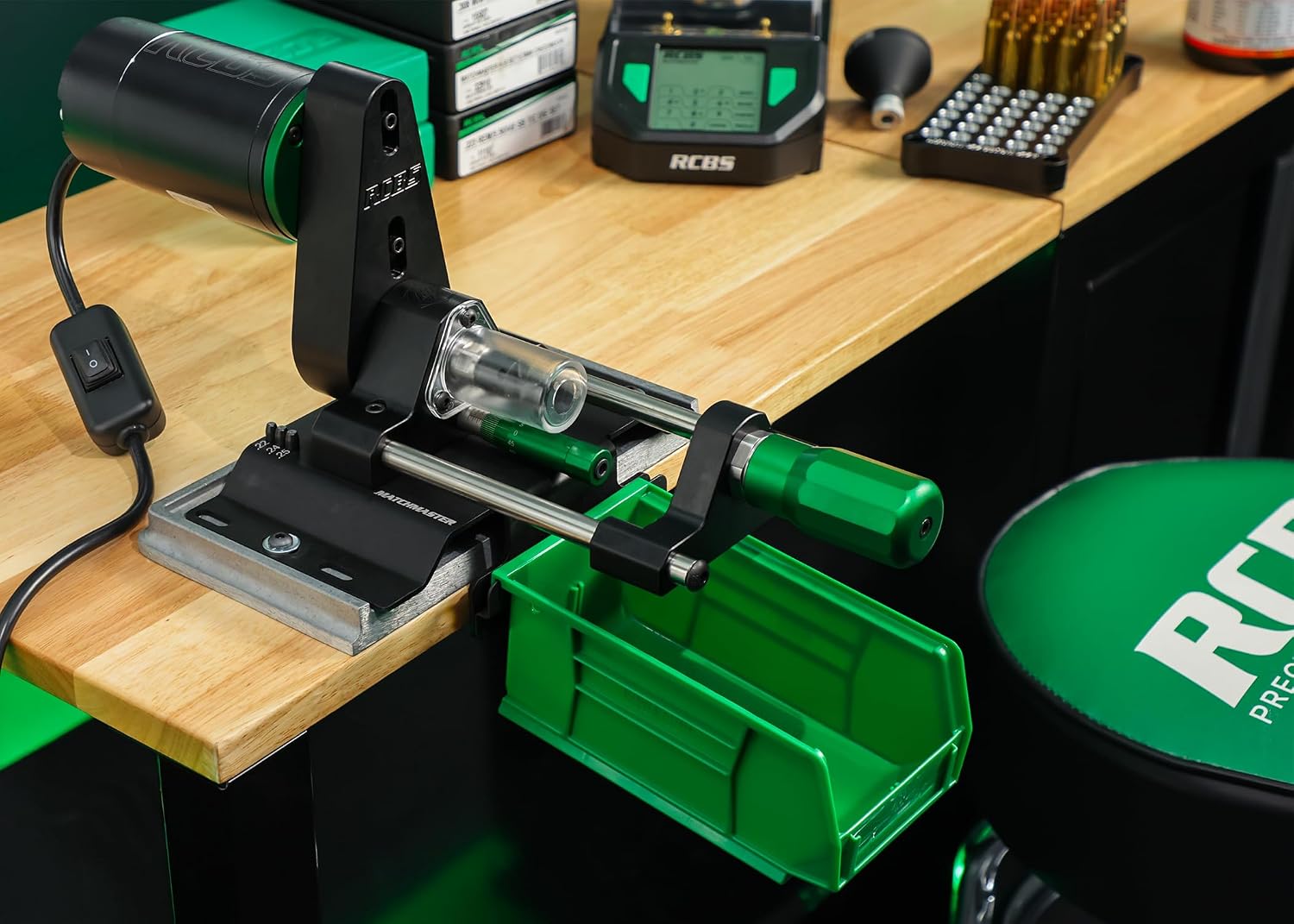 RCBS MatchMaster Precision Case Trimmer, Competition Grade Brass Trimming Tool with Micrometer Adjustment, 3-Way Carbide Cutter, Trims, Chamfers, and Deburrs in One Pass