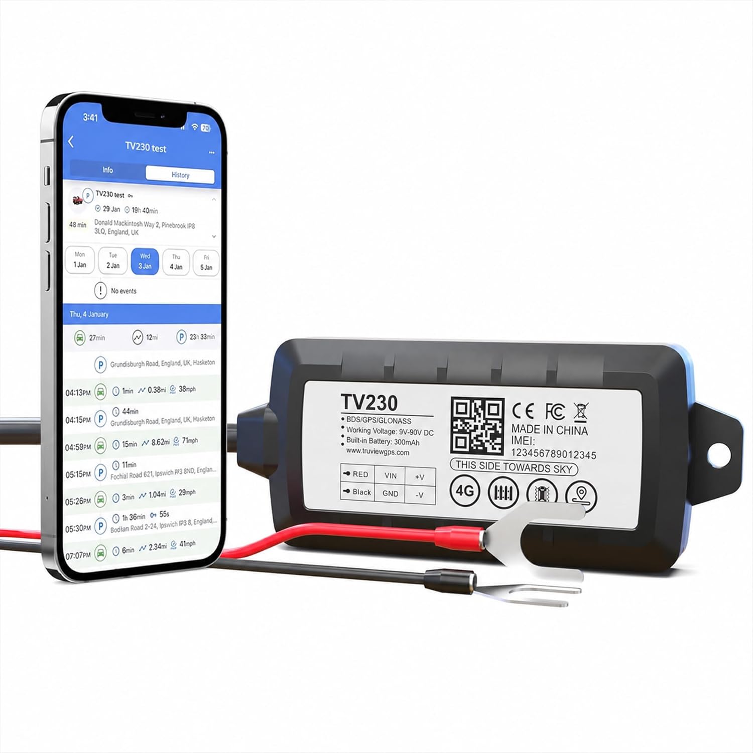 Truview TV230 4G GPS Tracker with - Live Updates-Vehicle Tracking Device for Cars, Vans, Trucks & More - Easy 2-Wire Installation, Mobile App, 24/7 Support -Low Cost Subscription Required.