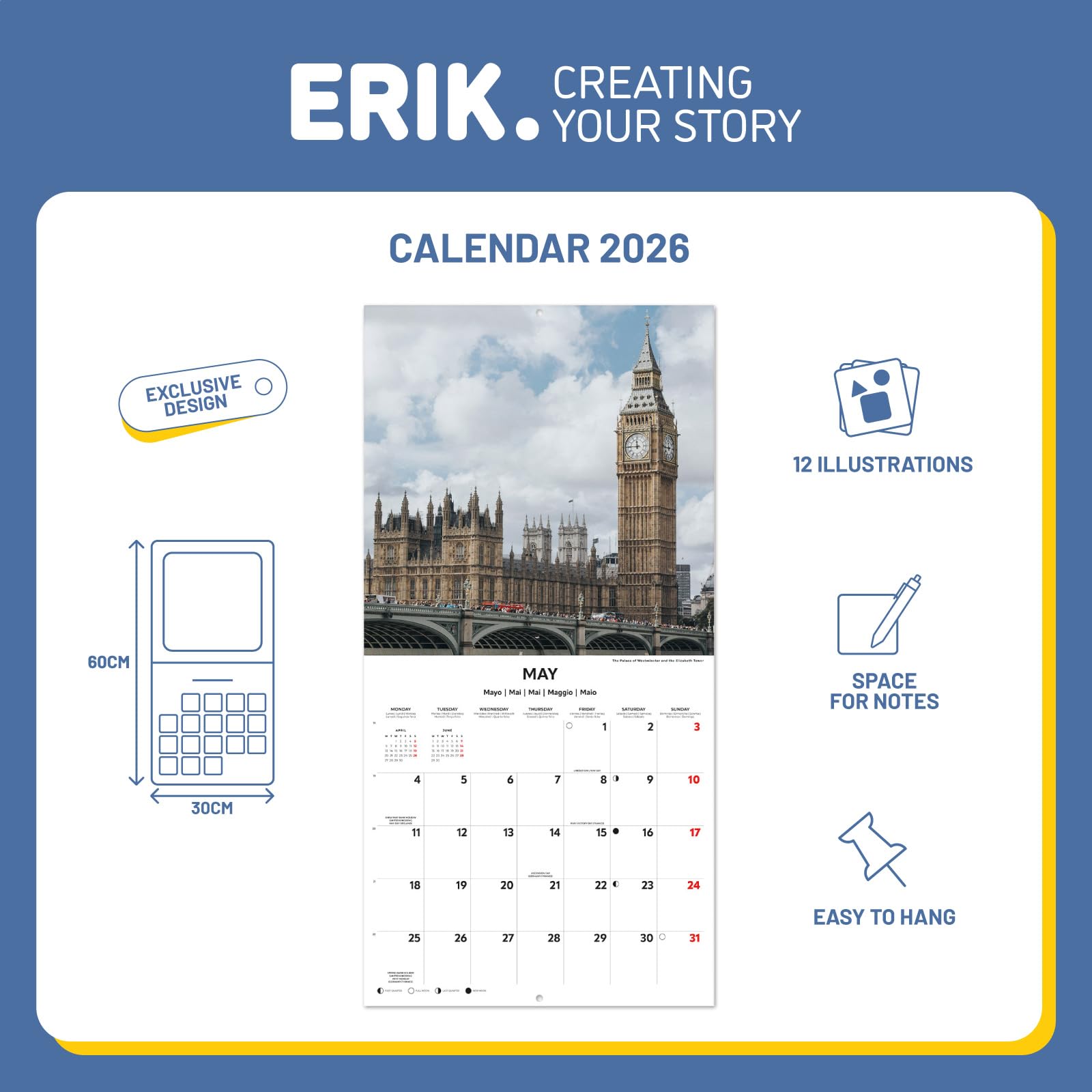 Grupo Erik Wall Calendar 2026 - Blue Lock Calendar 2026 | Square 30 x 30 cm - 12 x 12 inches Wall Planner, Family Planner Month To View | Blue Lock Manga Grupo Erik Wall Calendar 2026 - Blue Lock Calendar 2026 | Square 30 x 30 cm - 12 x 12 inches Wall Planner, Family Planner Month To View | Blue Lock Manga