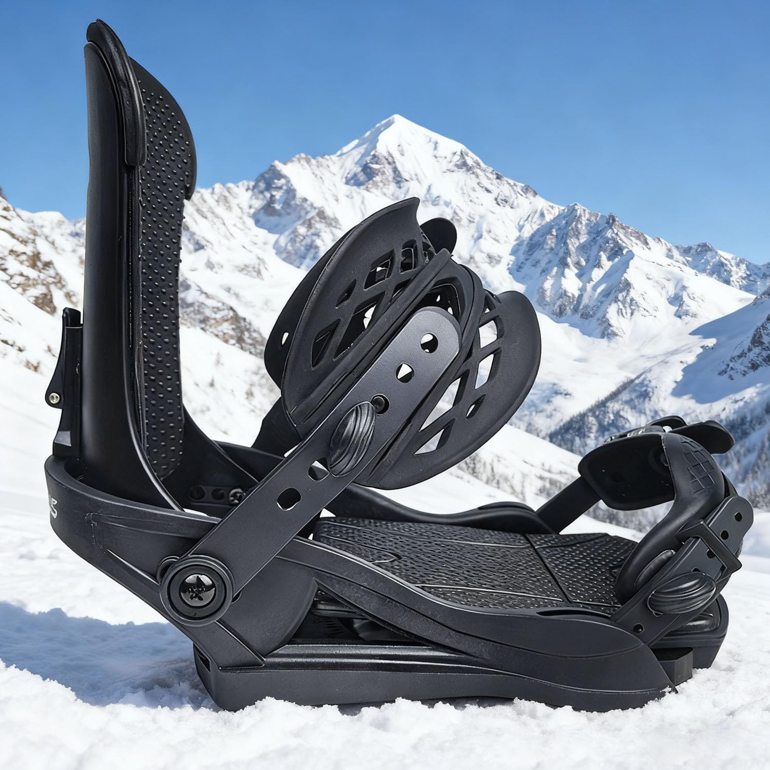 Snowboard Bindings for Men & Women, Ultra-Lightweight All-Mountain & Freestyle Bindings, Universal bindings disc and Hardware for Beginner to Intermediate Black