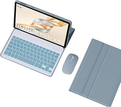 Keyboard Case for Honor Pad X9a/X9 Pro 11.5 inch 2025, Detachable Backlit Wireless Keyboard with Protective Cover, Tablet Mouse,Blue