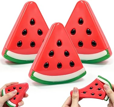 3pcs Fruit Squishy,Watermelon Squishy, Fidget Toys Soft Squeeze Stress Relief Sensory Toys, Cute Kawaii Fruit Squishies for Kids Adults Party Favors Classroom Prizes Stuffers