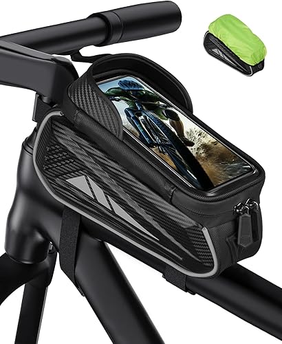 Bolsa de soporte para teléfono de bicicleta, bolsa de EVA impermeable para marco frontal de bicicleta, bolsa de ciclismo con pantalla táctil de TPU