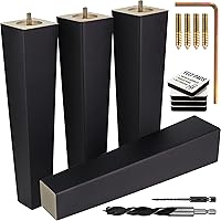 Vista 24 de Patas cuadradas premium de muebles en negro (kit de instalación completa) - Elige tu