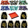 6 مجموعات DND Dice Polyhedral Dungeons and Dragons Rolling Dice for RPG MTG Table Games with Free Six Drawstring Bags and PU Leather D&D Dice Tray (Single with Brown Tray)