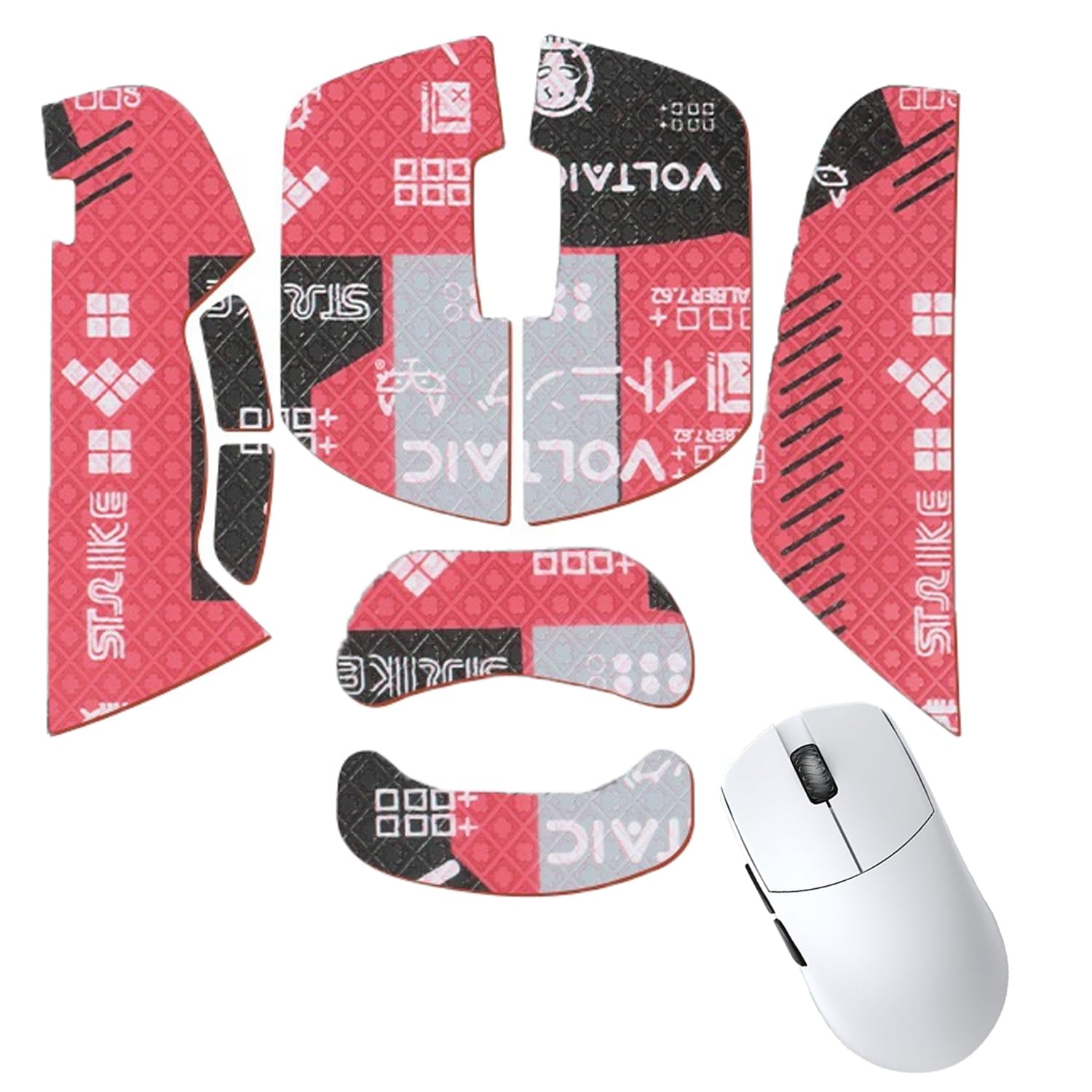 NOUKAJU Mouse Grip Tape Full Coverage for Lamzu Thorn Wireless Gaming Mouse, Mouse Anti Slip Grip Tape,Self-Adhesive PreCut Sweat-Resistant Professional Mice Upgrade Kit(Red)